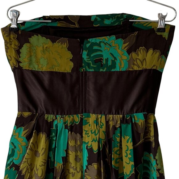 Plenty by Tracy Reese Silk Floral Strapless Dress Size 6 Bubble Hem Empire Waist - Picture 3 of 16